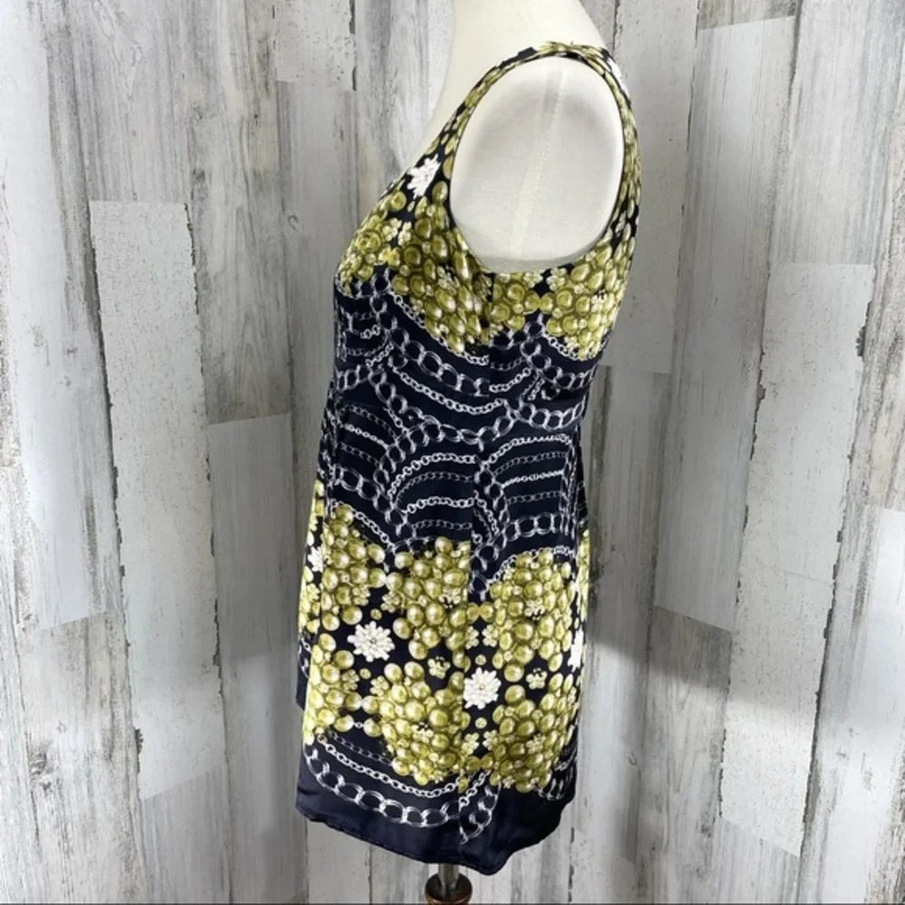 Cabi Pearls Chains 100% Silk Sleeveless Scoop Neck Blouse Top Shirt Sz S‎